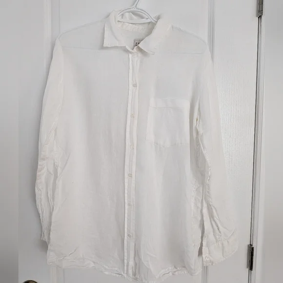 GAP 100% Linen Boyfriend Shirt Button down shirt white medium - Picture 2 of 8
